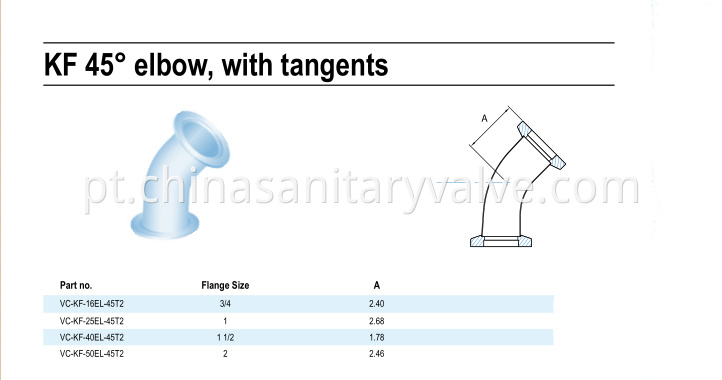 KF 45Degree elbow with tangents